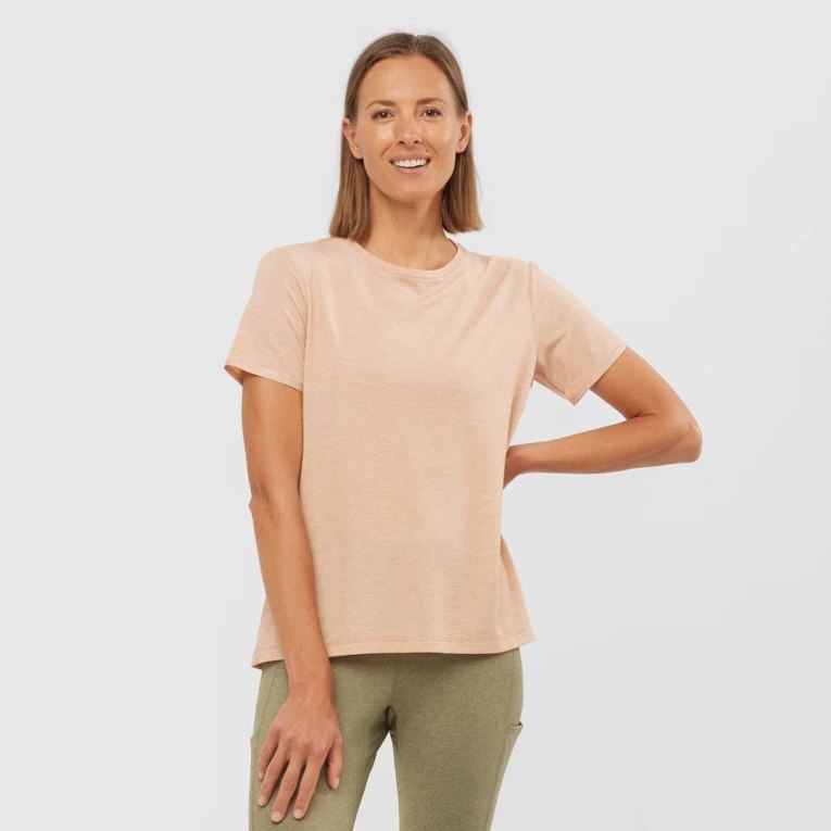 Camiseta Salomon Essential Tencel Curta Sleeve Feminino Coral | PT O15273